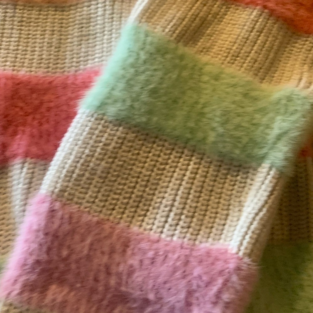 Epic Threads Cream Sweater with Pink, Peach & Mint Stripes Size XL - Picture 3 of 5